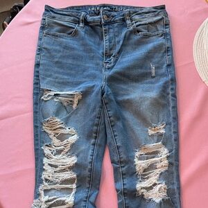 American Eagle Outfitters Women's Ripped Blue Boyfriend Jeans